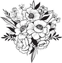 Blooming Essence Floral Logo Art Graceful Blossoms Bouquet Vector Graphic