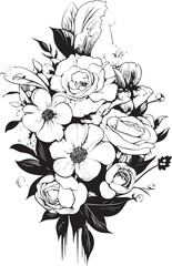 Serene Blossoms Flower Icon Art Petal Delight Bouquet Vector Logo