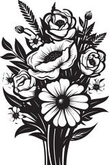 Serene Blossoms Flower Vector Design Floral Symphony Bouquet Logo Art