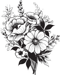 Blooming Essence Floral Logo Art Graceful Blossoms Bouquet Vector Graphic