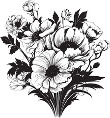 Blooming Brilliance Bouquet Vector Logo Floral Symphony Flower Icon Design