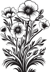 Graceful Blossoms Bouquet Icon Art Blooming Charm Floral Vector Graphic