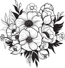 Graceful Blossoms Bouquet Vector Icon Serene Blooms Floral Logo Graphic