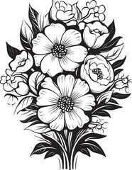 Flower Fusion Vector Bouquet Icon Petal Palette Flower Bunch Logo Design