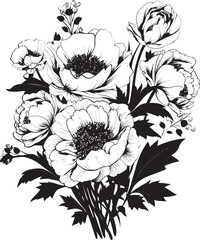 Blooming Elegance Bouquet Vector Logo Floral Symphony Flower Icon Design