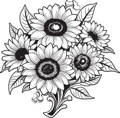 Sunlit Essence Vector Icon Art Sunflower Beauty Bouquet Logo Design