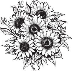 Sunflower Symphony Vector Art Design Radiant Blooms Sunflower Logo Icon