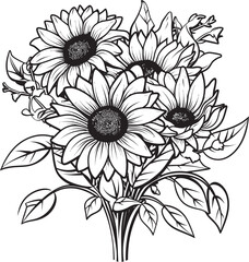 Golden Blooms Sunflower Vector Icon Sunflower Symphony Bouquet Graphic Design