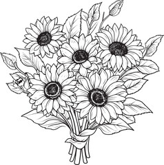 Radiant Sunflowers Vector Logo Art Sunflower Charm Bouquet Icon Graphic