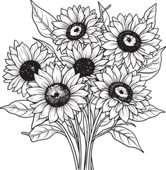 Sunflower Brilliance Bouquet Logo Graphic Golden Radiance Sunflower Vector Icon