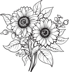 Sunflower Delight Bouquet Graphic Art Sunlit Harmony Vector Logo Design
