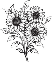 Sunlit Harmony Vector Logo Design Sunflower Beauty Bouquet Icon Graphic