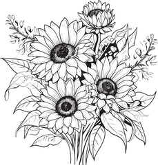 Sunflower Beauty Bouquet Icon Graphic Radiant Blooms Sunflower Vector Art