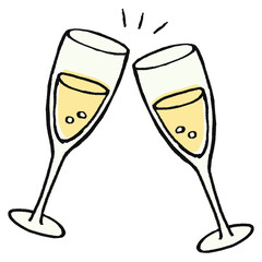 Champagne glass png sticker, celebration drinks doodle on transparent background