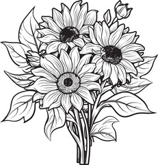 Sunflower Bliss Bouquet Design Art Golden Symphony Sunflower Vector Art