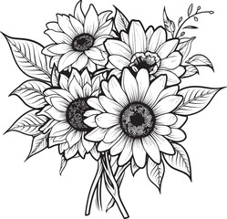 Sunlit Harmony Vector Design Art Sunflower Elegance Bouquet Logo Graphic