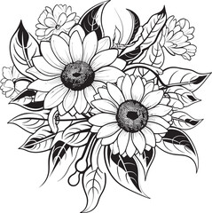 Radiant Sunflowers Vector Icon Art Sunflower Charm Bouquet Graphic Design