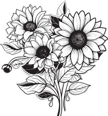 Sunflower Elegance Bouquet Logo Graphic Radiant Sunflowers Vector Icon Art
