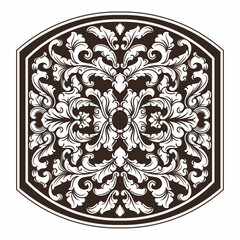 Isolated ornamental design. Ornamental elements for your designs. Black and white colors. Floral carving decoration for postcards, invitations, social media or wedding.