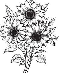 Sunflower Charm Bouquet Graphic Design Golden Radiance Vector Logo Art