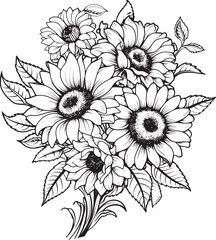 Sunflower Bliss Bouquet Logo Design Sunlit Harmony Vector Icon Art