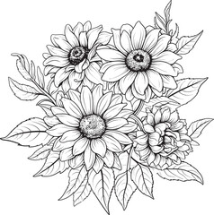 Sunflower Bouquet Delight Vector Art Sunflower Harmony Icon Logo Design