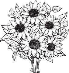 Sunshine Sunflowers Bouquet Icon Sunflower Bouquet Radiance Logo Art