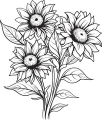 Radiant Sunflowers Bouquet Logo Art Sunflower Charm Vector Design Graphic