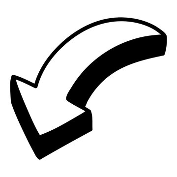 Png arrow sticker, hand drawn black simple design, transparent background