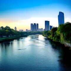 Obraz premium 물이 흐르는 아름다운 도시