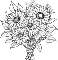 Sunflower Bouquet Harmony Logo Design Radiant Sunflowers Vector Icon Art