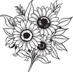 Sunlit Sunflowers Bouquet Logo Art Sunflower Symphony Vector Graphic Design