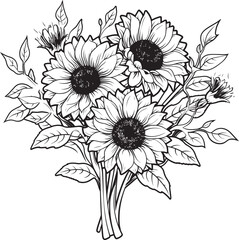Golden Sunflower Elegance Vector Design Sunlit Sunflowers Bouquet Logo Art