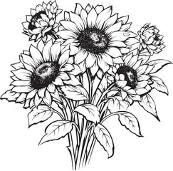 Radiant Sunflowers Bouquet Graphic Design Sunlit Sunflowers Vector Icon Logo