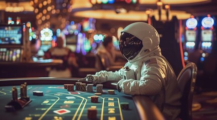 Obraz premium astronaut plays in casino .Generative AI