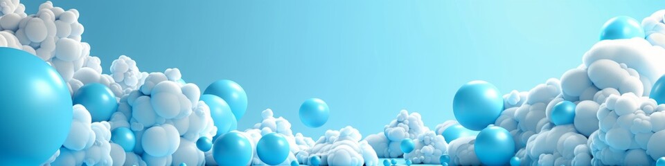 blue background with blue balls and clouds.