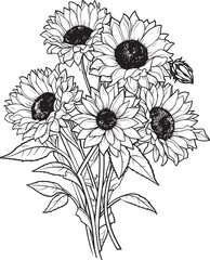 Golden Petals Sunflower Graphic Art Sunflower Bouquet Essence Vector Icon