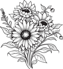 Sunlit Sunflower Elegance Vector Logo Bliss Radiant Sunflower Harmony Iconic Bouquet Radiance