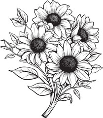 Sunflower Delight Vector Icon Art Radiant Petals Bouquet Graphic Design