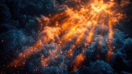 Sunlight filters through the clouds illuminating 