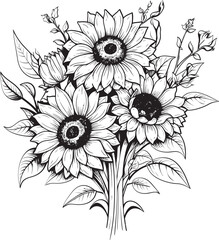 Sunny Symphony Bouquet Icon Design Sunflower Harmony Vector Graphic Art