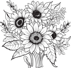 Sunflower Delight Vector Logo Design Sunflower Beauty Bouquet Icon Graphic