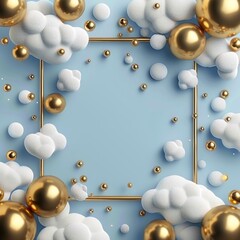 Obraz premium background with golden balls and clouds.