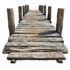 Obraz premium Old Wooden Boat Dock Isolated on Transparent Background