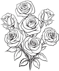 Rosy Elegance Bunch of Roses Logo Blooming Beauty Iconic Rose Graphic Art