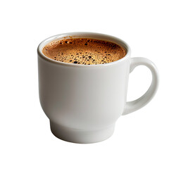 A steaming cup of freshly brewed coffee in a white mug, perfect for morning refreshment and relaxation. Ideal for coffee lovers and beverage illustrations.