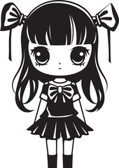 Enchanting Embrace Girl Cartoon Design Cheerful Charisma Cute Iconic Graphic