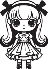 Darling Damsel Cartoon Iconic Art Creative Cutie Vector Logo Graphic