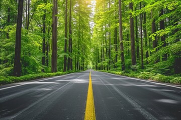 Fototapeta premium Empty Road Cutting Through Forest