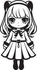 Delightful Diva Cartoon Girl Graphic Whimsical Wonders Vector Icon Art